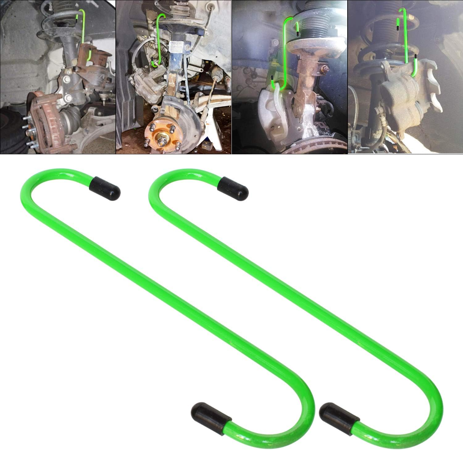 ITEQ Automotive Color Coated Brake Caliper Hanger Hooks with Rubber Tips Set of 2 (Green) image number 1