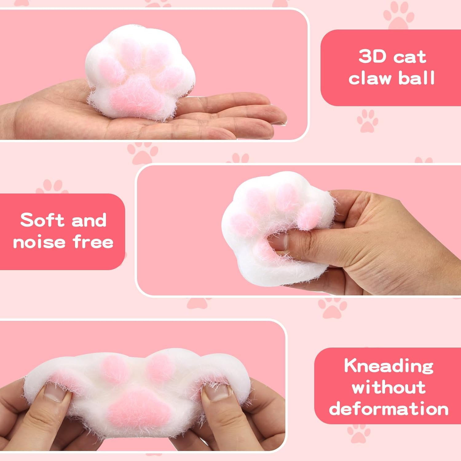Taba Squishy Cat Paw Squeeze Toys for Kids, Kawaii Squishy Fidget Toys, Cute Things for Teen Girls and Boys, Cat Themed Teenage Girl Gifts Trendy Stuff (Purple Plush Cat Paws)