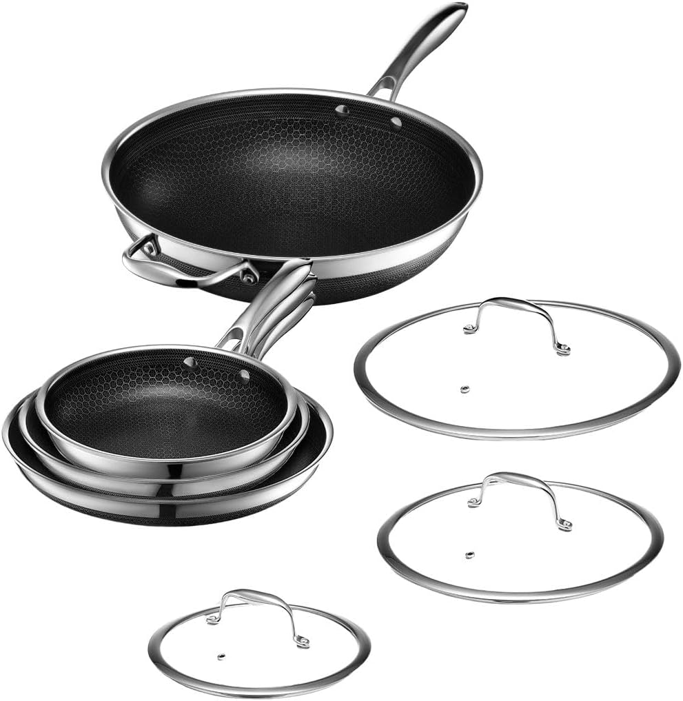 Hexclad Hybrid Nonstick 2-Piece Fry Pan Set, 25 and 30 Cm Frying Pans, Stay-Cool Handles, Dishwasher-Friendly, Induction Ready, Compatible with All Cooktops