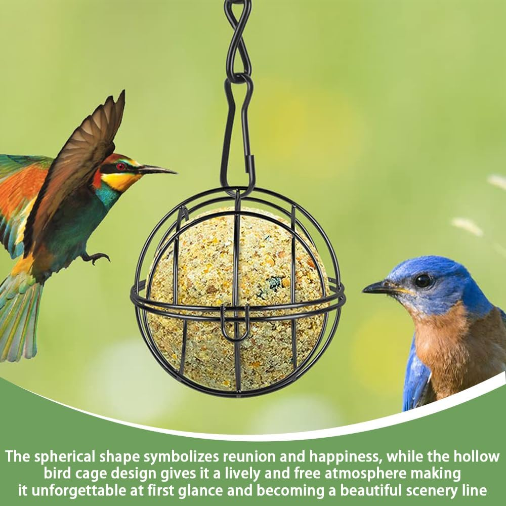 4Pcs Fat Ball Bird Feeders, Hanging Metal Bird Holder with S-Shaped Hooks for Outdoor Garden Wildlife Birds Finch Sparrow Robin image number 4