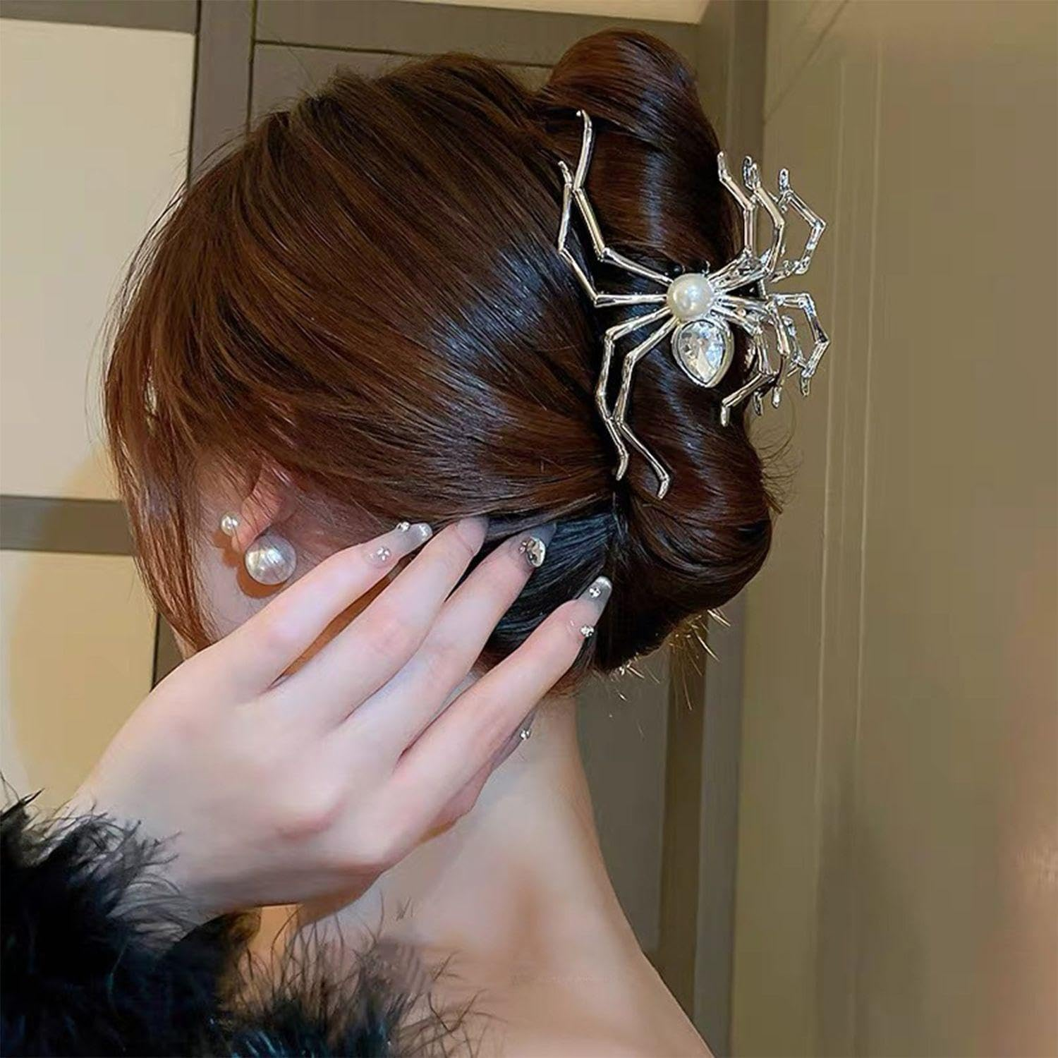 4 Pieces Spider Shaped Gripper Clips, Creative Hair Clips, Punk Style Accessories, Hairstyle Decorations, Clothing Accessories image number 4