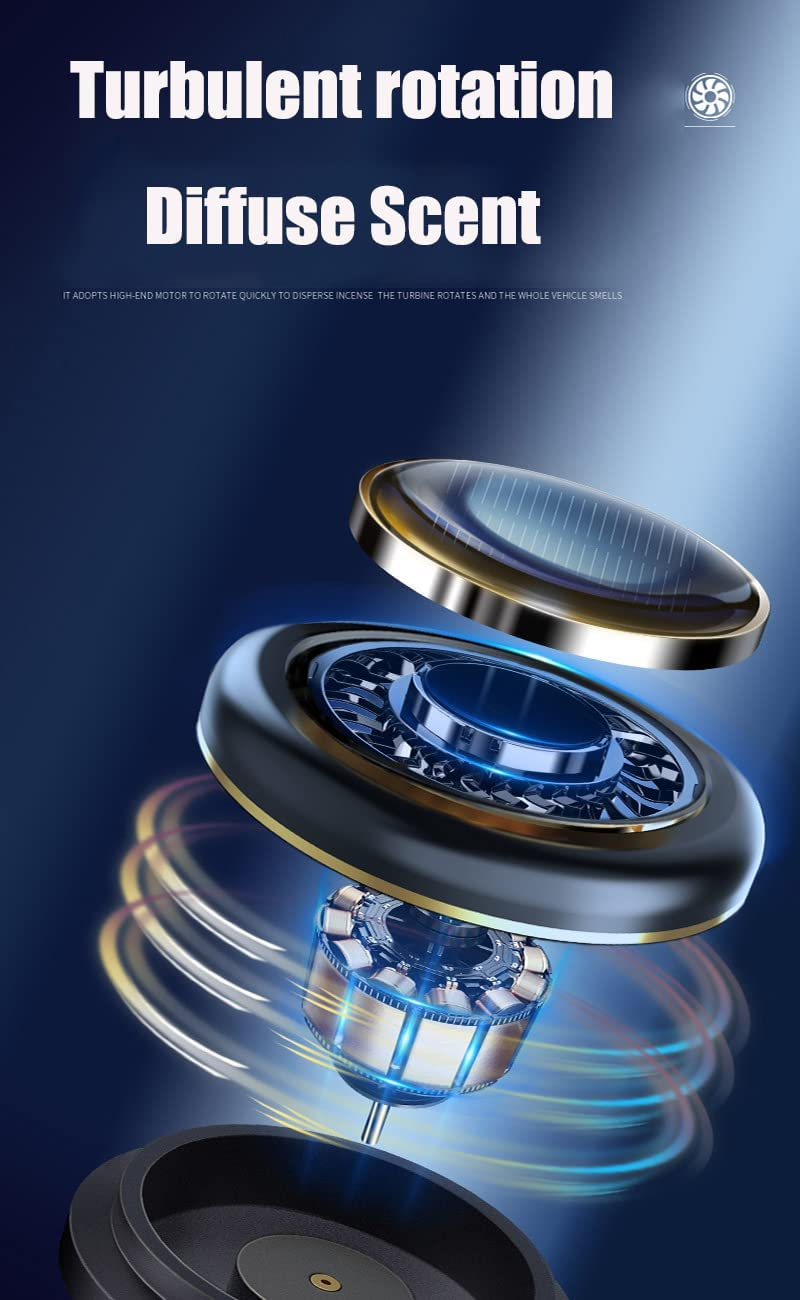 Solar Energy Powered Car Air Freshener DIY Natural Essential Oil Diffuser Car Perfume Scent Fragrance Air Purifier Rotating Relieve Fatigue Car Aromatherapy Diffuser for Home Office Car Decorations, Best Gifts for Men Car (Essential Oil Excluded) - Black image number 4