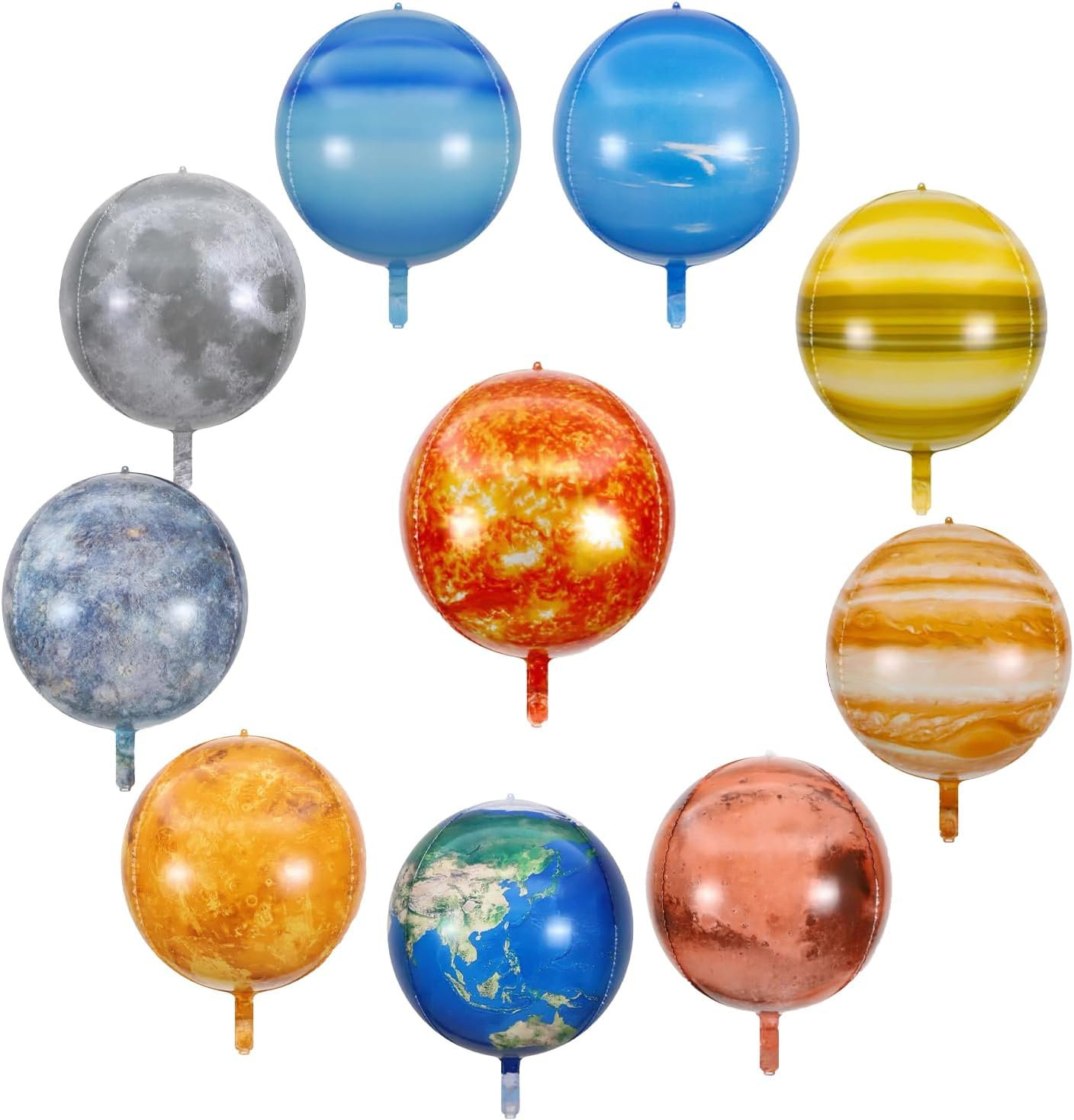 10Pcs 22Inch Solar System Balloons - 3D Helium Foil Planet Balloons - Sun, Moon, Earth, Mercury, Mars, Venus, Jupiter, Saturn, Uranus, Neptune image number 4