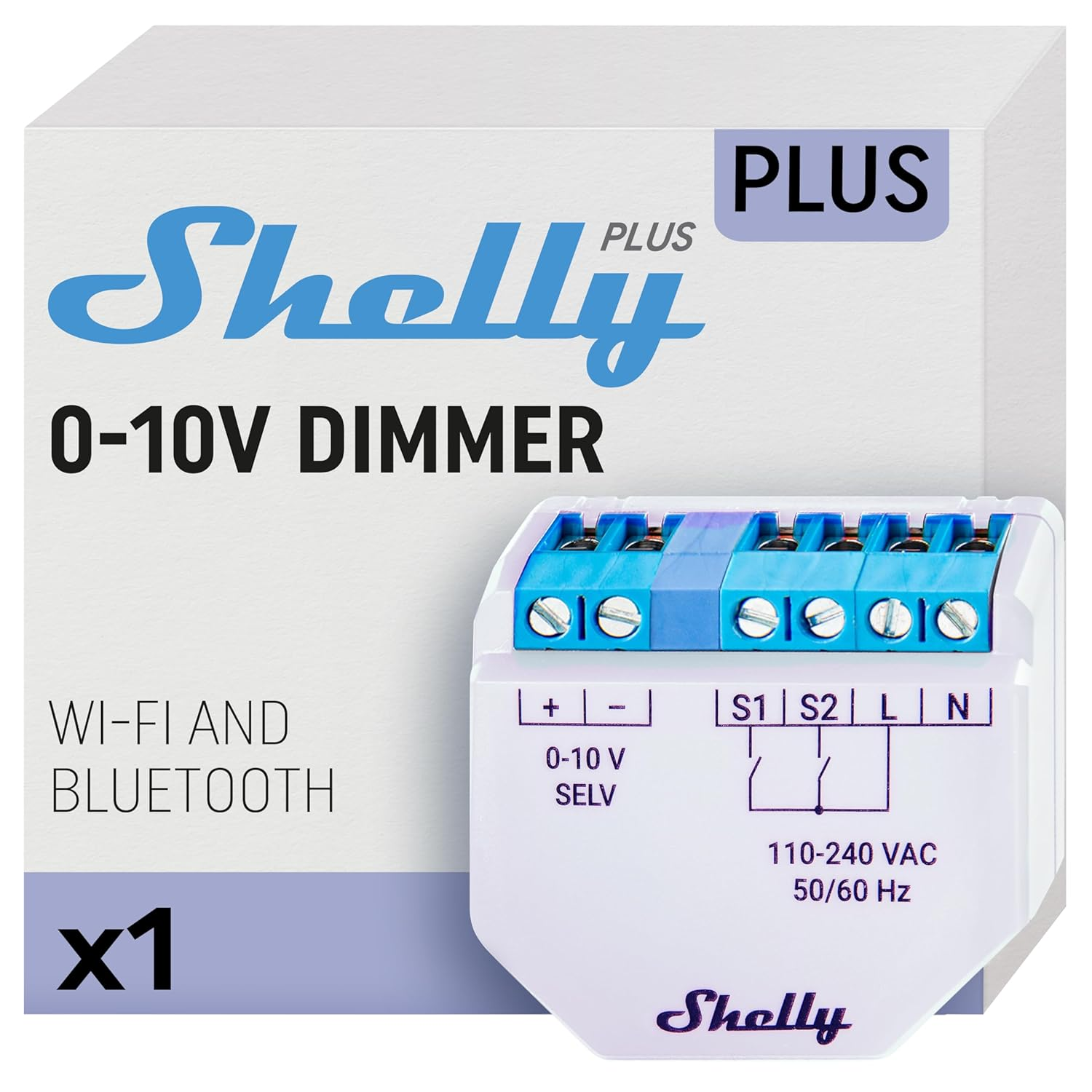 Shelly plus 0-10V Dimmer Wi-Fi & Bluetooth Smart Dimmer Switch Controller Light Control Ios Android App No Hub Required Compatible with Alexa and Google Home Smart Scenes