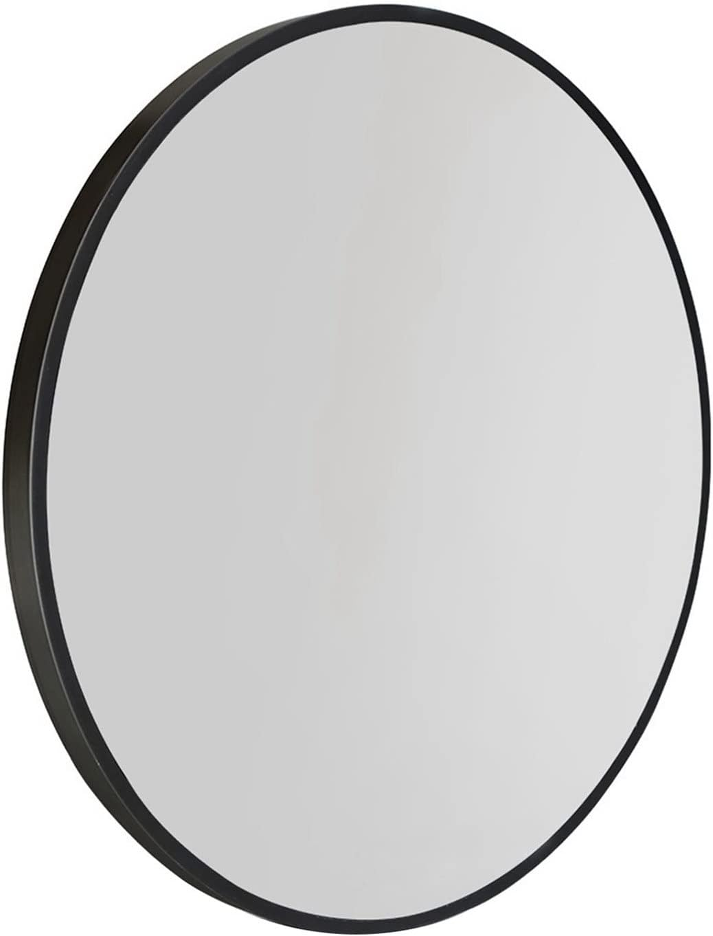 Embellir Wall Mirror, 80Cm Metal Frame Vanity Makeup Shower Bathroom Make up Mirrors Wall-Mounted Decorative Hanging Room Decor for Home Bedroom Hallway, Oval Silver Coated Modern Circle Black image number 3
