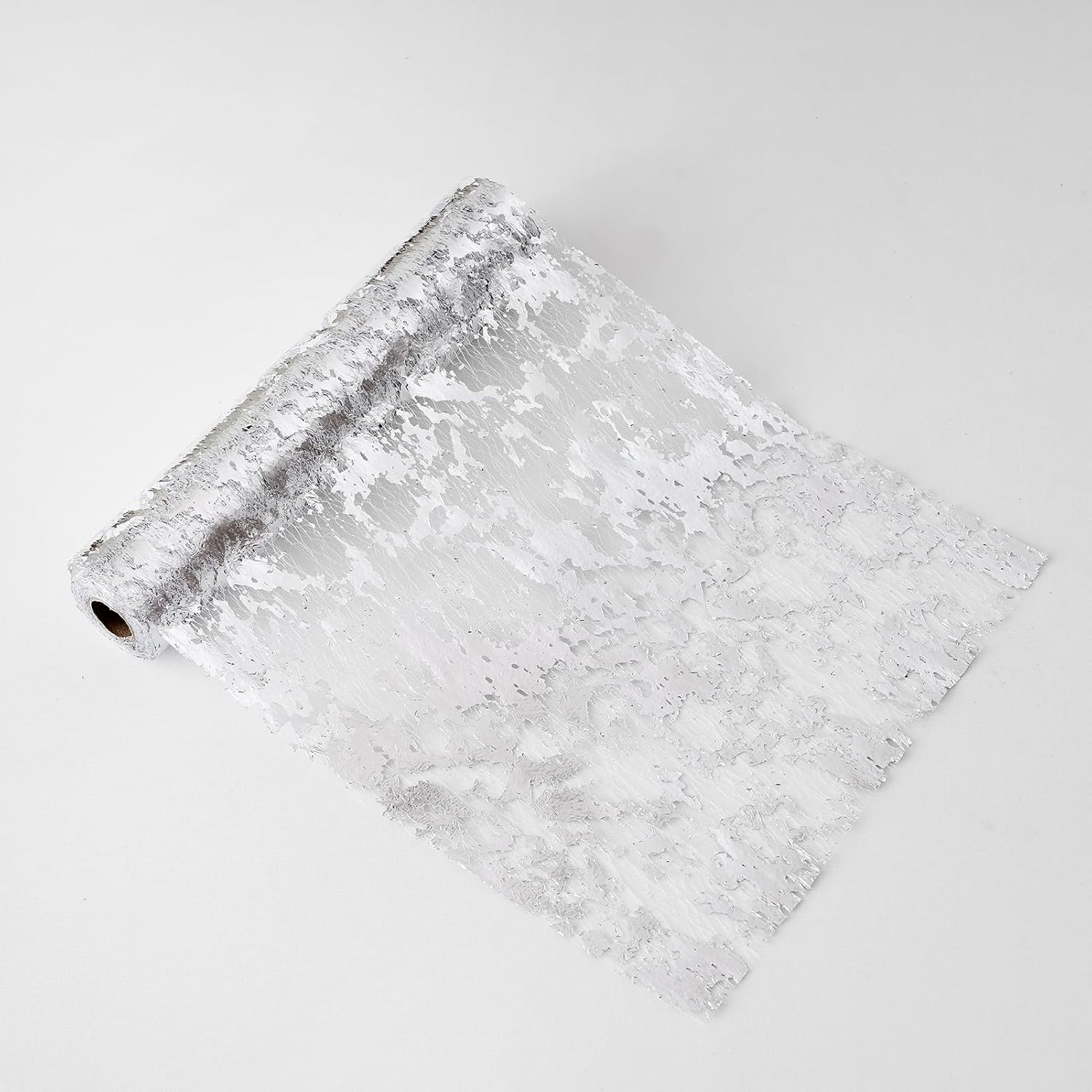 CHUQING Silver Table Runner 11X394 Inches,Glitter Silver Mesh Table Runner Roll,Silver Centerpiece Table Decorations for Birthday Wedding Party Baby Shower Graduation Christmas