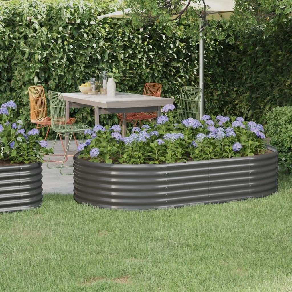 Round Shape Garden Raised Bed Powder-Coated Steel 100X100X36 Cm Anthracite image number 2