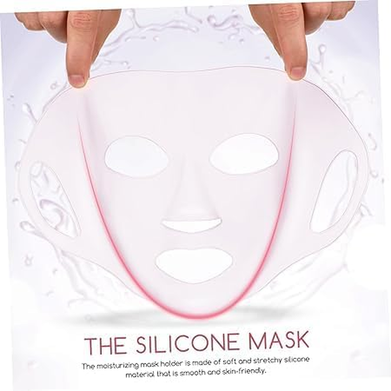 5 Pcs Reusable Silicone Face Mask Covers - Soft Stretchy Moisturizing Masks with Nose/Mouth/Glasses Openings, Prevent Evaporation for Beauty Spa Salon & Family image number 1