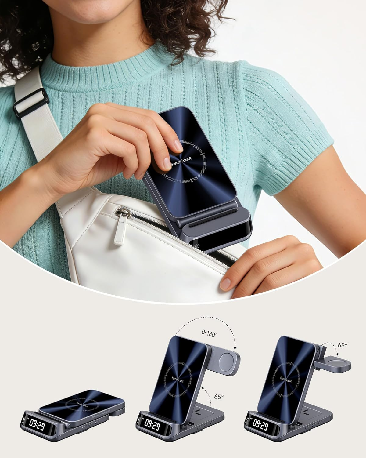 Wireless Charging Station for Samsung, 3 in 1 Wireless Charger for Samsung S25/S24/S23/Z Flip/Z Fold, for Galaxy Watch 8 Classic/8/Ultra/7/Fe/6/5, Swanscout 708S