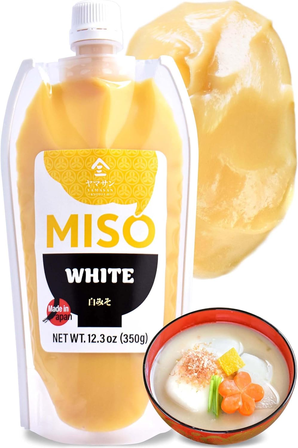YAMASAN KYOTO UJI White Miso Paste with Malted Rice, Japanese Traditional Fermented Food, Easy Squeezable Tube (350G) image number 4
