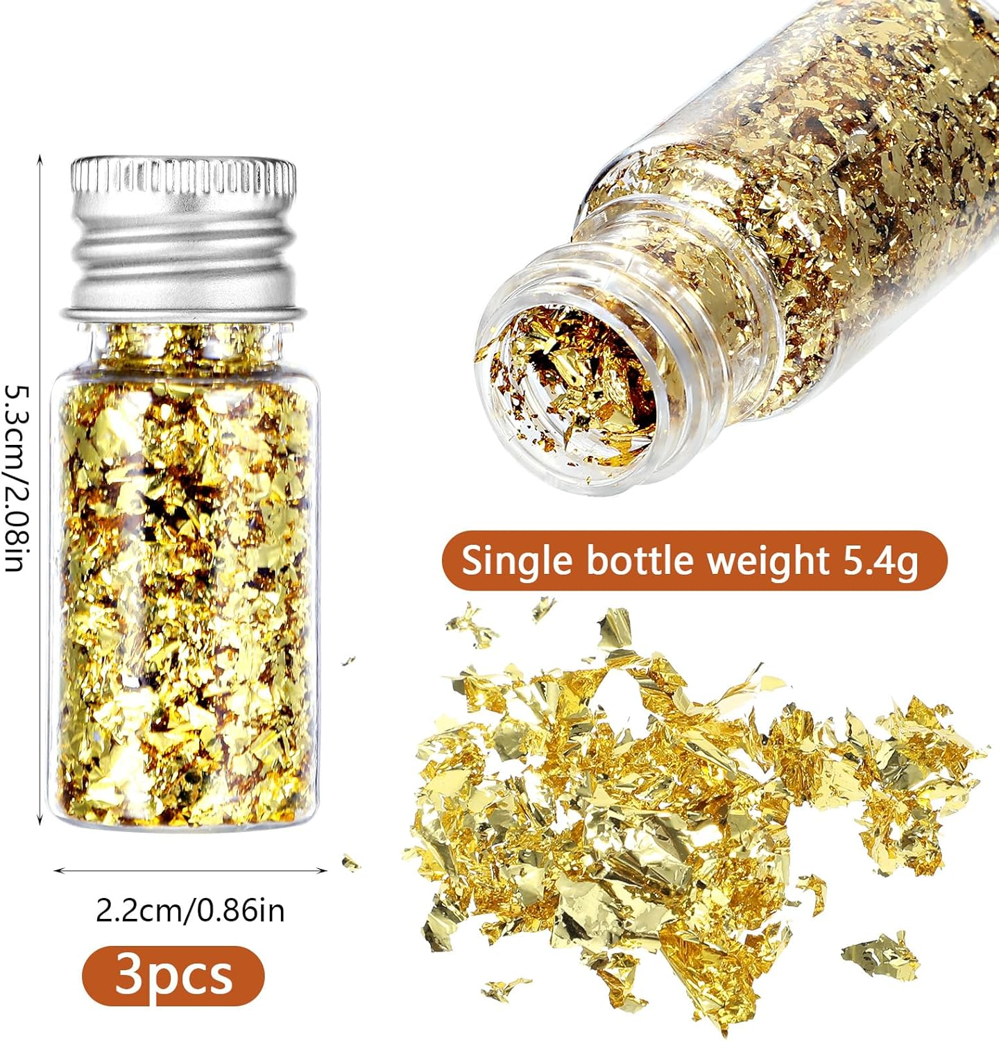 2Pcs Imitation Gold Foil Flakes Cake Glitter Gold Leaf Sheets Nail Art Gold Foil Flakes Gold Leaf Paper Baking Decoration for Cooking Dessert Cupcakes Chocolate (Gold+Silver+Rose Gold) - Rose image number 7