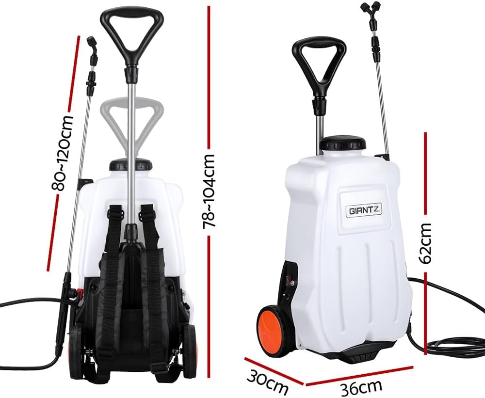 Giantz Weed Sprayer 20L Garden Weeds Killer Spot Sprayers Pump Pressure Lawn Plants Mist Boom Spray Tank, Farm Agricultural Equipment, Knapsack Backpack 4 Nozzles White image number 2