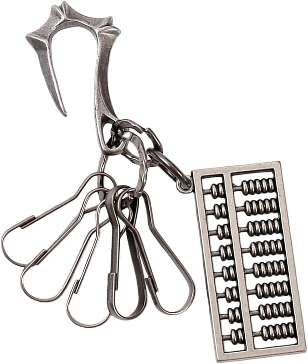 Oxtxuzdm Vintage Metal Abacus Pendant Keychain Zn Alloy Hanging Ornament Retro Design Wallet Men Women Pendant Holder - Copper image number 3