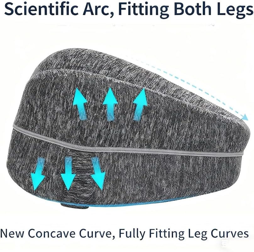 Knee Pillow Revoget Alignment Pillows for Sleeping on Side, Memory Foam Leg Spine & Hip Support Pillow for Side Sleepers, Joints Pain & Pregnancy, Leg Support Cushion (Grey) - Grey image number 5