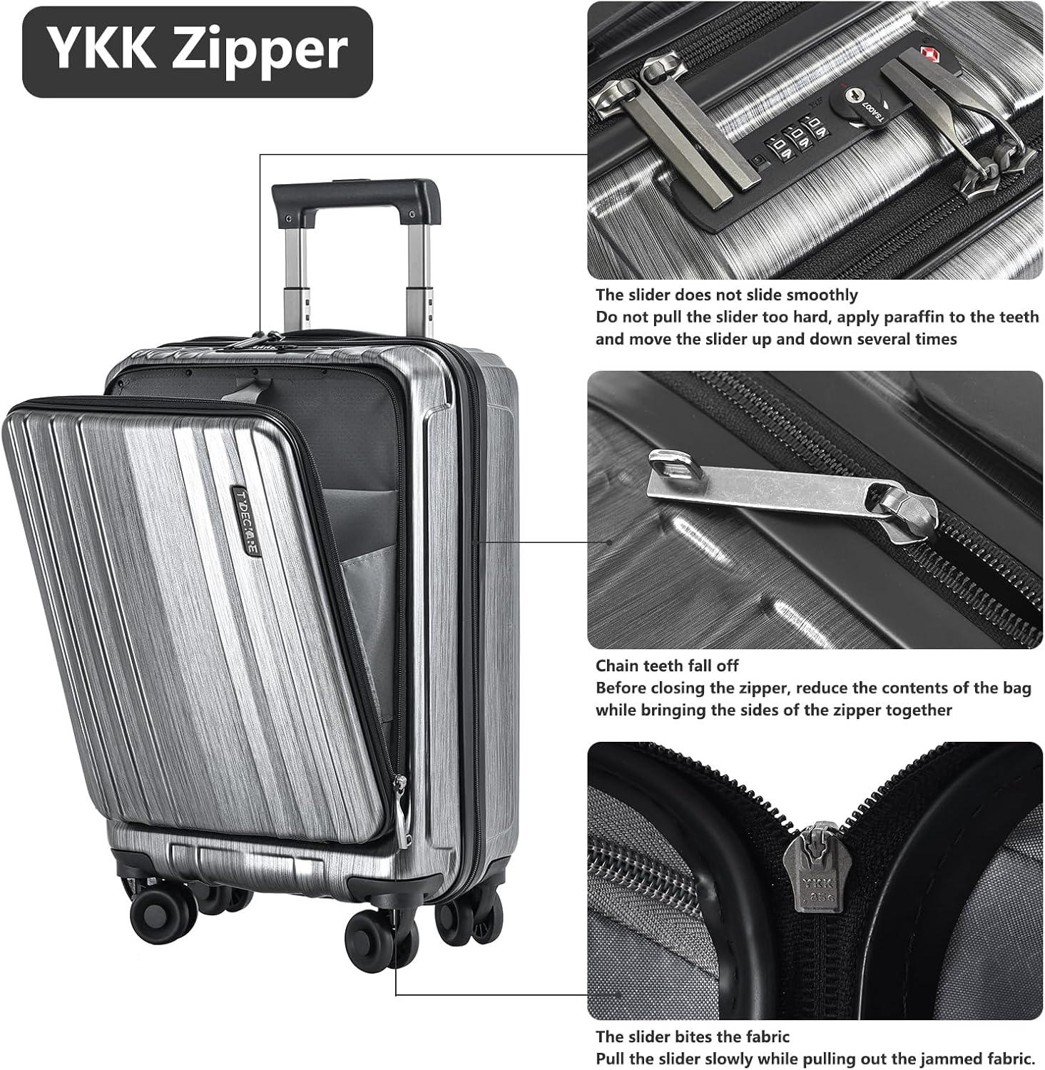 Luggage Set 2 Piece 20/28, 20 Inch Carry-On with Front Laptop Pocket & Expandable 28 Inch Luggage, ABS+PC Lightweight Hardshell Suitcase with Spinner Wheels, Silver Grey image number 2