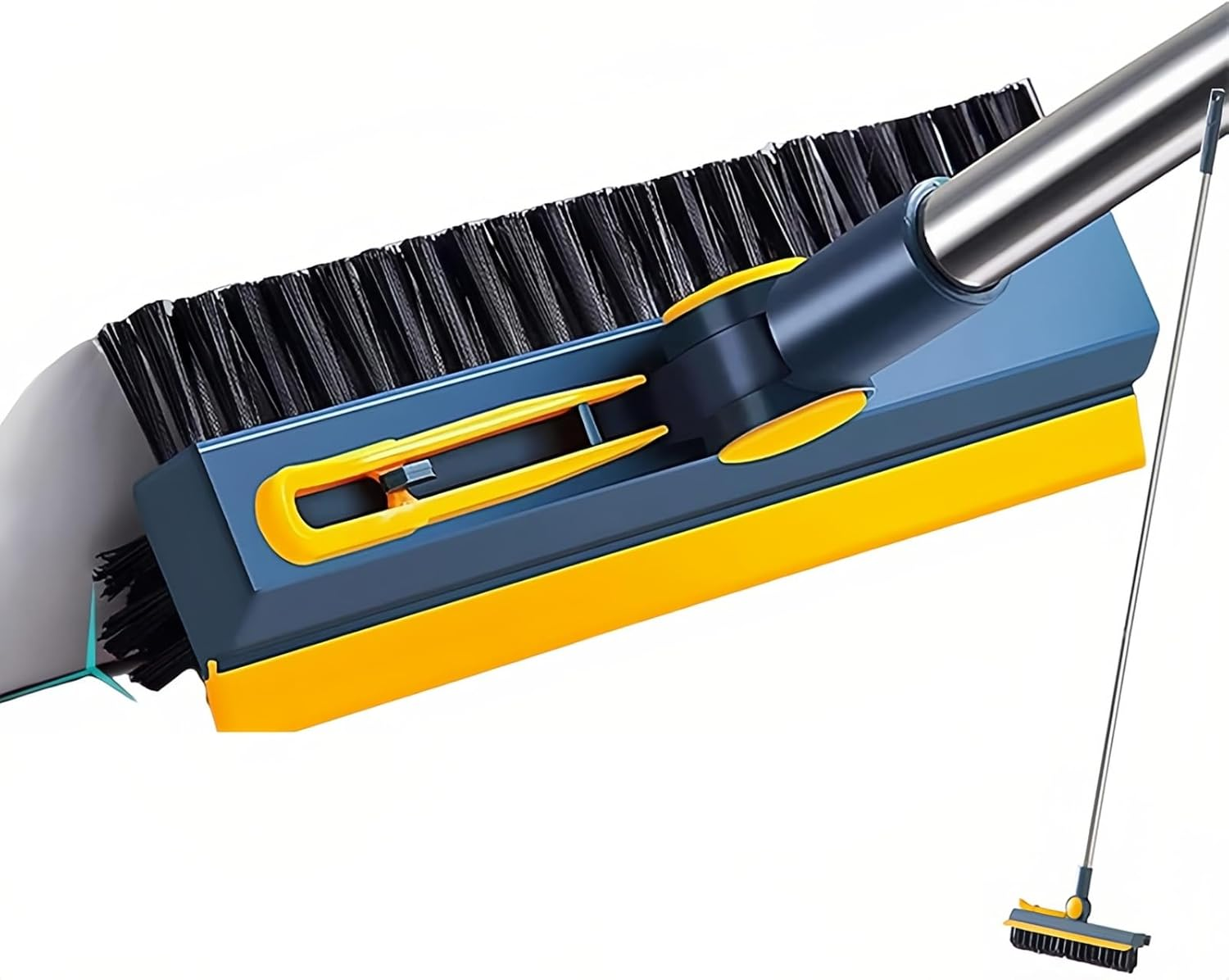 Floor Scrub Brush, 3 in 1 Swivel Grout Brush with V Shaped Corner Squeegee, Cleaning Tools for Cleaning Patio Bathroom Garage Wall Deck Kitchen Tub Tile, 44.48 Inch image number 3