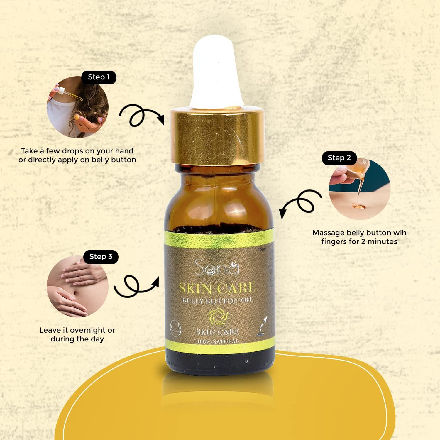 Sona Healthcare Belly Button Oil for Sensational & Glowing Skin for Unisex 15Ml image number 3