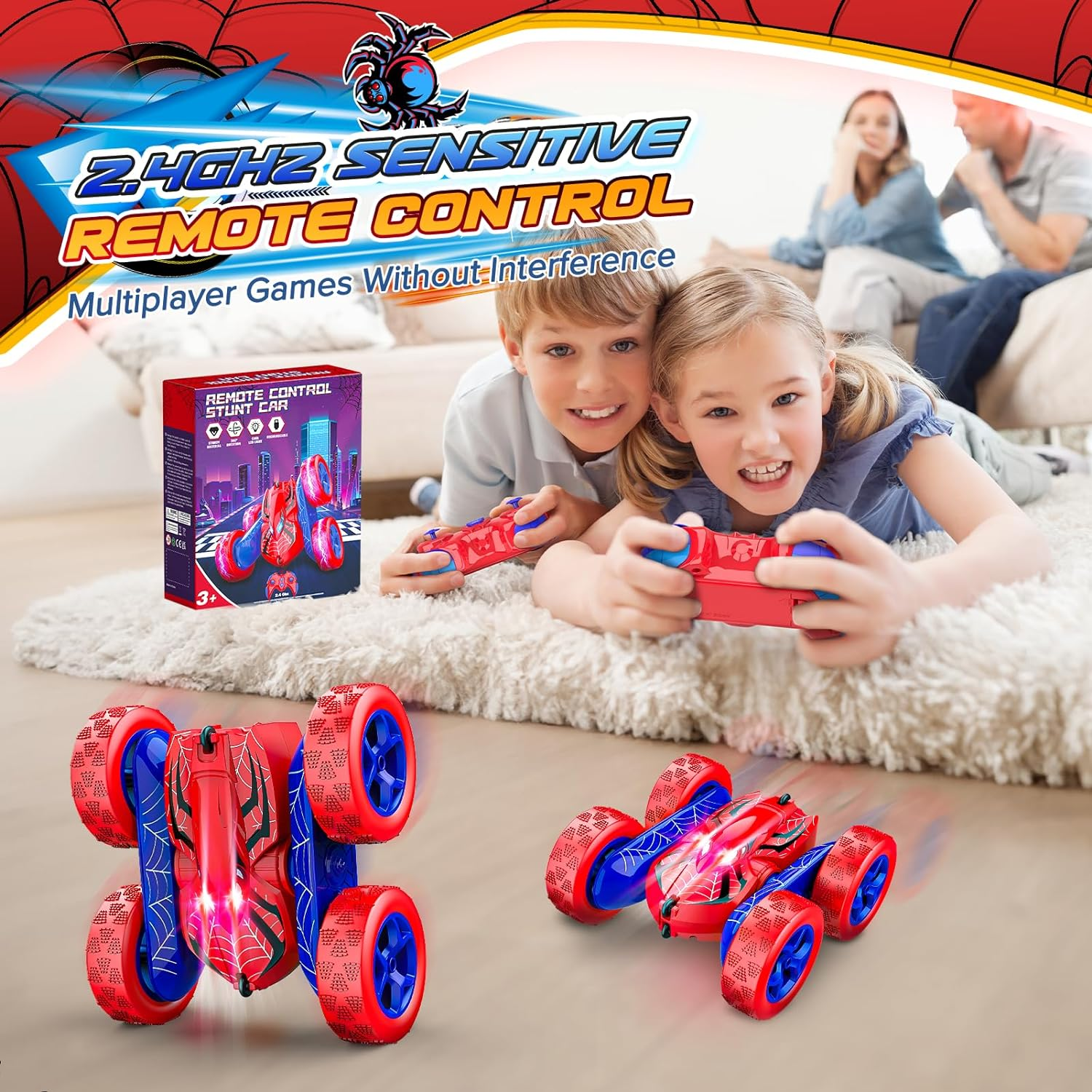 Spider Remote Control Cars for Kids, Vingtank RC Car Kids Toys for 3 4 5 6 7 8 Year Old Boys Outdoor Toy Boys Toys 8-10 4WD 2.4GHZ Electric Stunt Car Christmas 3-9 Year Old Boy Gift Ideas image number 4