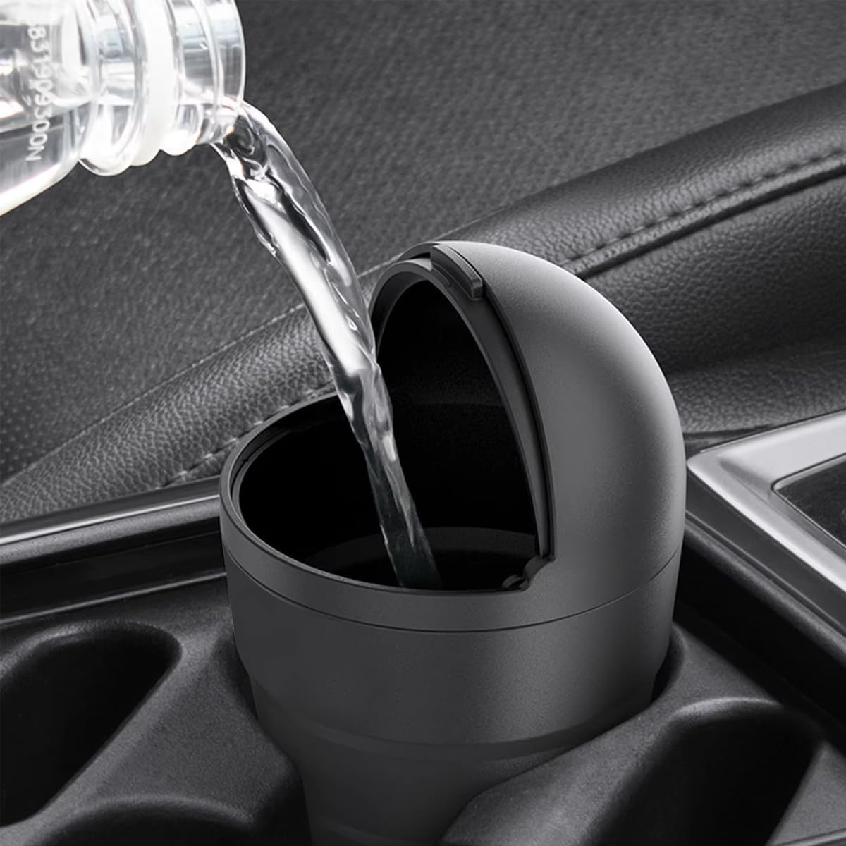 Aimall 3-Pack Portable Car Trash Bins, Compact Cup-Shaped Design, Cute Black Storage Bins for Car Use, Leakproof Garbage Containers with Lid, Easy to Empty, Dimensions: 3.7X6.65 Inches image number 6