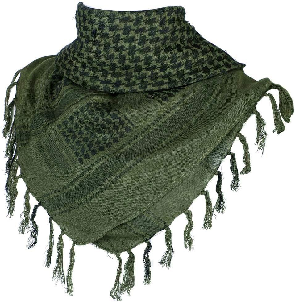 FFNIU Cotton Scarf Military Shemagh Arab Tactical Desert Keffiyeh Thickened Head Neck Scarf Wrap for Women and Men 43"X43"