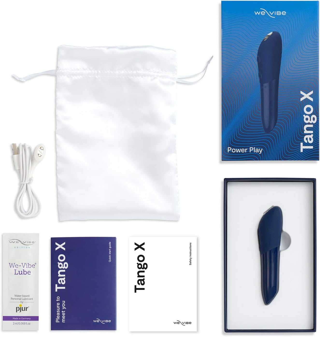 We-Vibe Tango X Bullet Vibrator for Women - Vibrating Sex Toy for Her - Mini Clitoral Stimulator Massager with 8 Intensity Levels - 7 Vibration Modes - Waterproof - Rechargeable - Midnight Blue - Midnight Blue image number 5