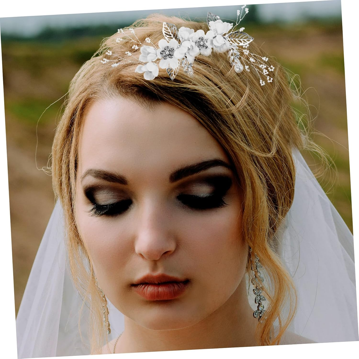 CAXUSD 1Set Bridal Hair Comb and Pin Rhinestones Elegant Flower Accessories for Weddings Engagements and Prom for Women and Girls image number 2