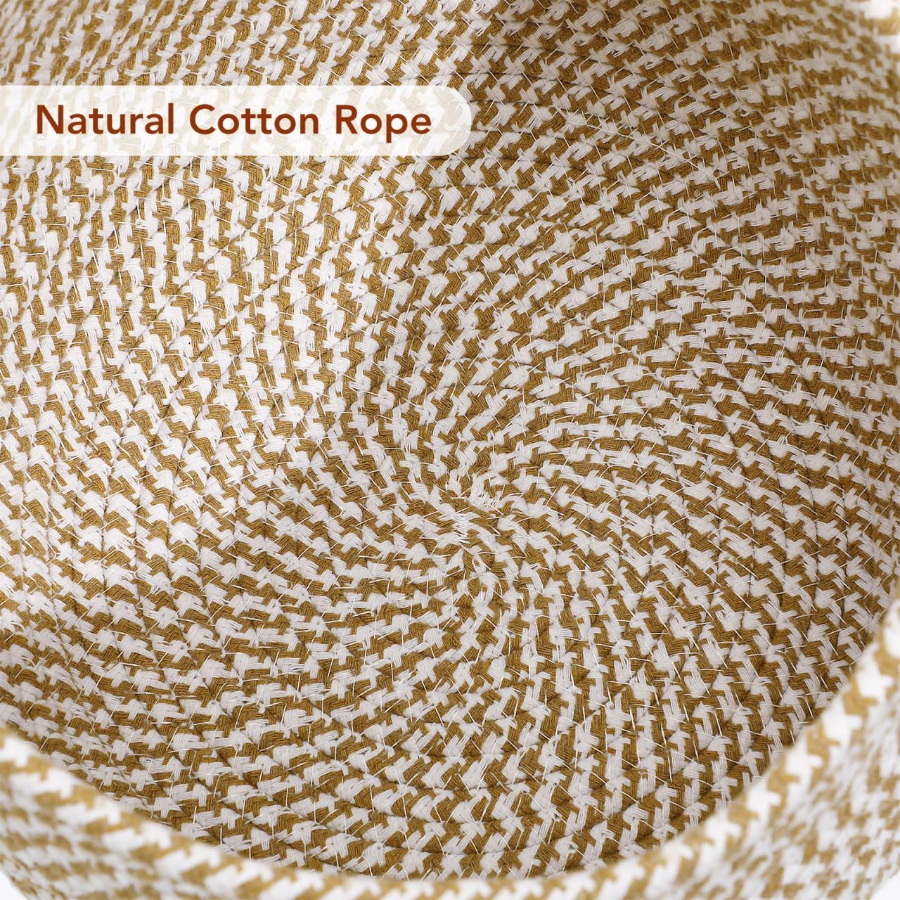 POPETPOP Cotton Rope Storage Basket with Lid round Woven Baskets for Home Organization Decorative Cotton Rope Holder for Snacks Cosmetics Sundries Stylish Storage for Any Room image number 4