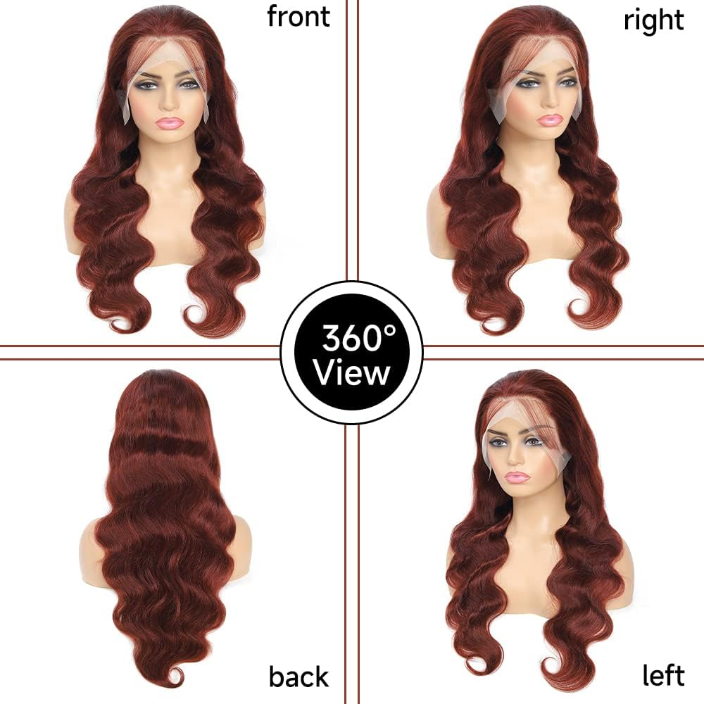 Keabalo Reddish Brown Lace Front Wigs Human Hair Pre Plucked with Baby Hair 13X4 Body Wave Colored Wigs for Women 150% Density HD Lace Frontal Wigs Human Hair 22 Inch image number 4
