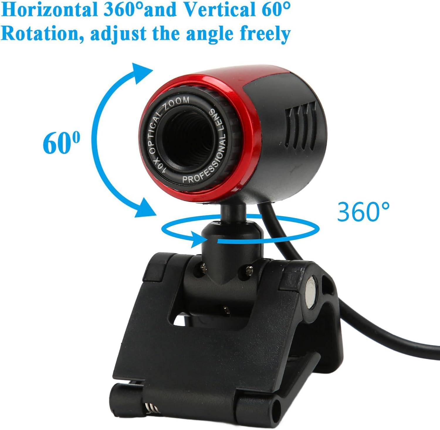 HD Webcam USB2.0 with MIC, 360 Degree USB Webcam for PC Computer Laptop for Skype/Msn, Laptop Camera High Resolution 6MP image number 4