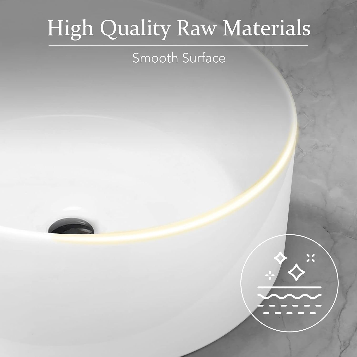 Luxsuite Bathroom Sink round Ceramic Basin Vessel Hand Wash Basin Vanity Washing Bowl above Counter Toilet Bath Countertop White image number 4