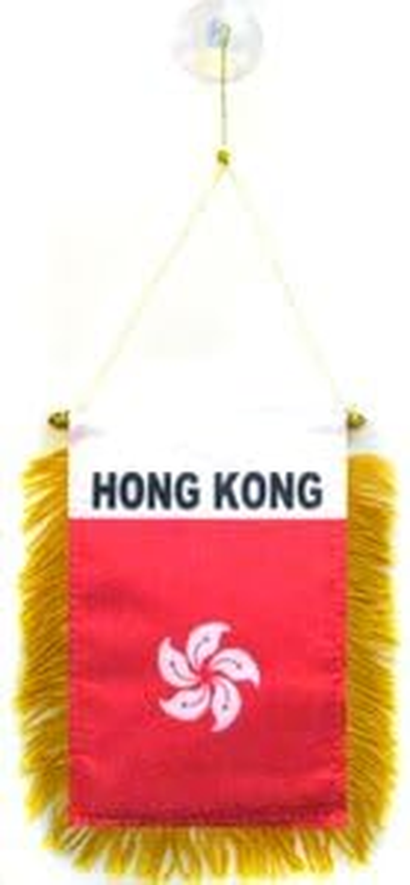 Hong Kong Mini Banner 6'' X 4'' - Hong Konger Pennant 15 X 10 Cm - Mini Banners 4X6 Inch Suction Cup Hanger - AZ FLAG