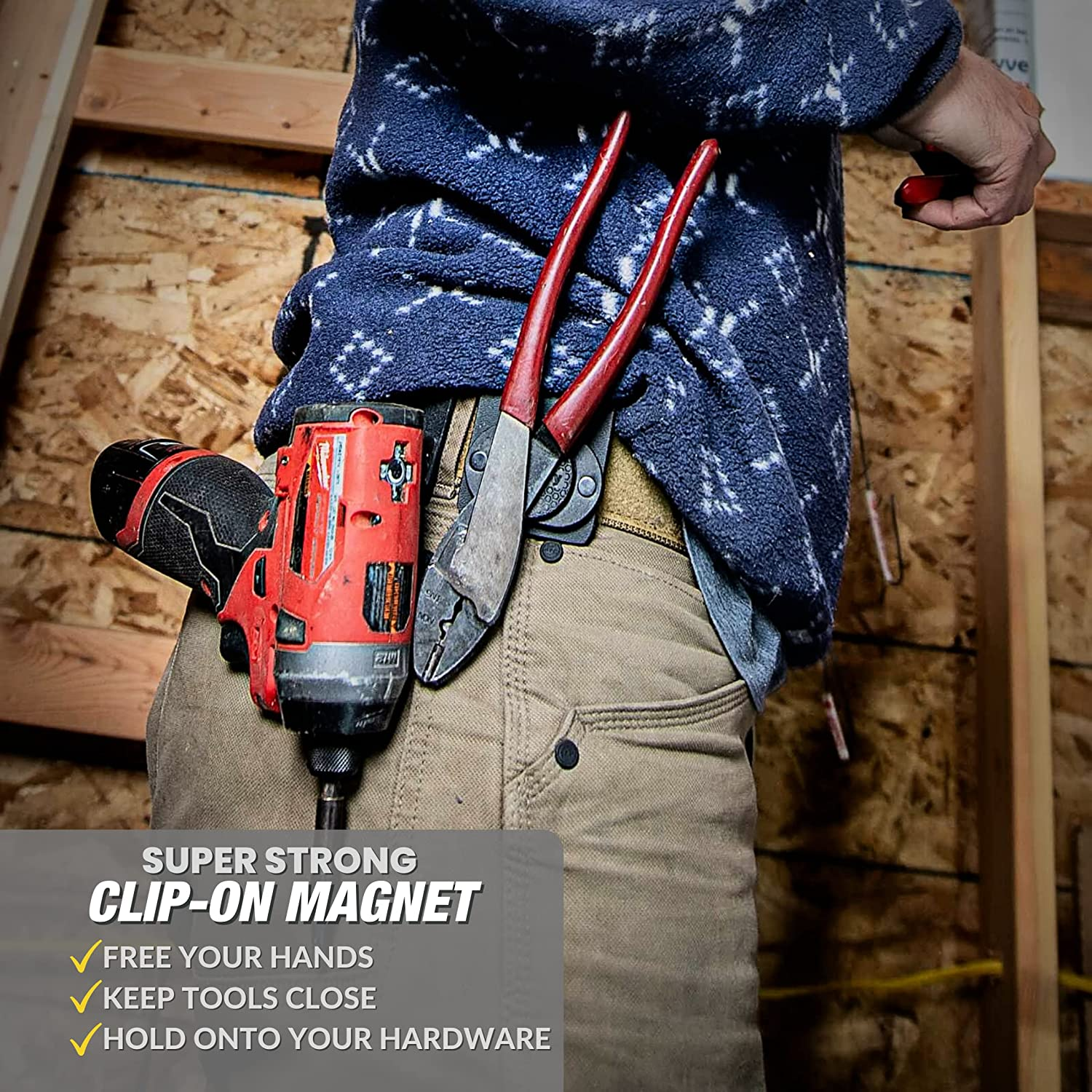Magmaster | Magnetic Tool Holder - Strong Clip-On Belt Magnet Holster for Screws, Nails, Hammer, Sockets, Pliers, Screw Driver, Trowel, Drill Bit, Wrench, or Any Magnetic Tools and Hardware