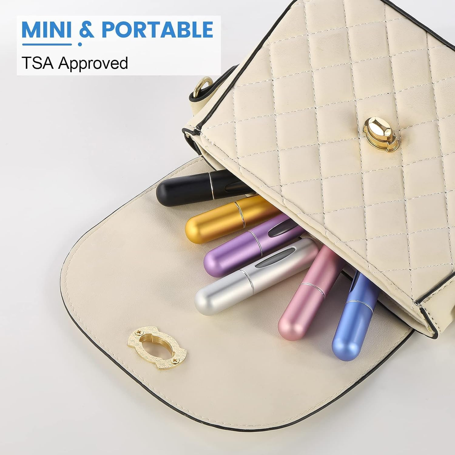 Portable Mini Refillable Perfume, 5Ml Atomizer Perfume Bottle, Refillable Perfume Atomizer Perfume Spray, Scent Pump Case for Traveling and Outgoing (5 Pack)