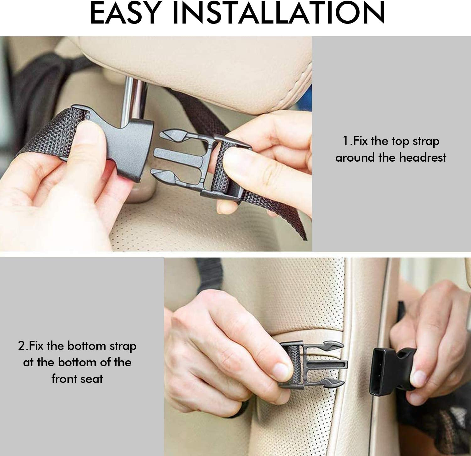 Beauty Nymph Backseat Car Organizer Kick Mats Back Seat Storage Bag with Ipad Touch Screen Tablet Holder and 9 Storage Pockets for for Toys Drinks Book (2 Pack) image number 5