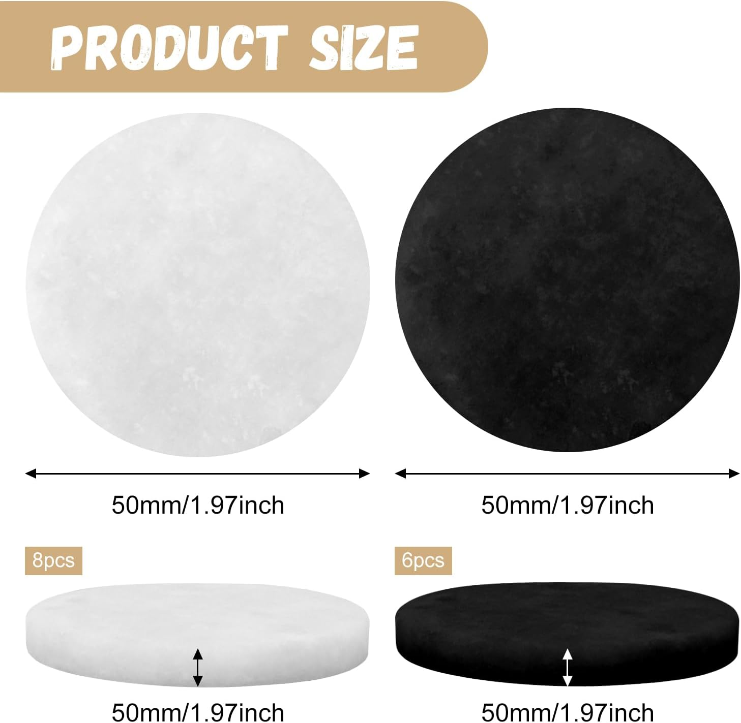 14 Pcs 5Cm Painting Stones, White/Black Thick round Rocks, Rock Painting Kit, Smooth Flat Stones River Stone for Arts, Craft, Painting, DIY and Home Decoration(6Pcs Black/ 8Pcs White) image number 3