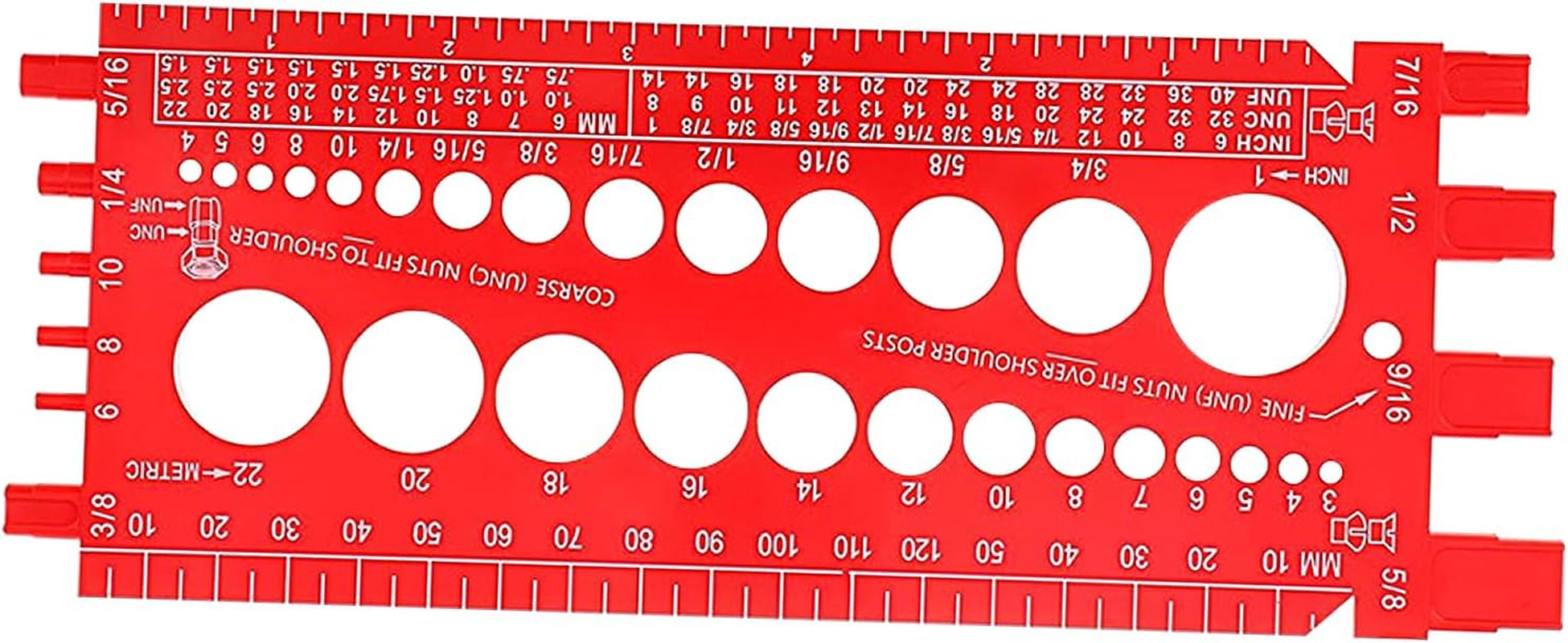 Nut and Bolts Thread Gauge - Screw Pitch Checker Panels, Portable Hand Measuring Tool Rack, Accurate Identification Display, Hardware Pack | Bolts Nuts Screws for Workshop Garage