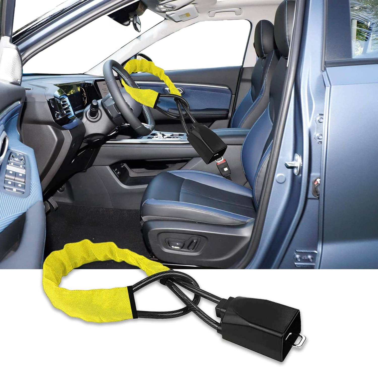 ASUBHA Steering Wheel Lock, anti Theft Car Device, Seat Belt Lock, Universal Fit for Most Vehicles, Suvs image number 5