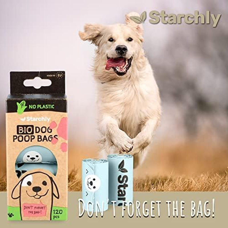 Starchly 120 Bags (8 Rolls of 15) - Blue - Eco-Friendly Leak Proof - Starch Based Materials - Compostable Dog Waste Bags image number 3