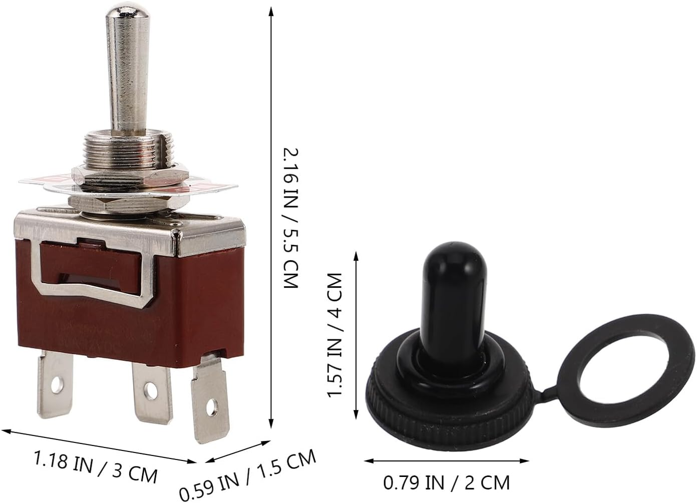 Abaodam 4 Sets 3-Pin Automotive Momentary Toggle Switches with Waterproof Caps, 3-Way On-Off-On Rocker Marine Switch Replacement for Cars and Boats Accessories