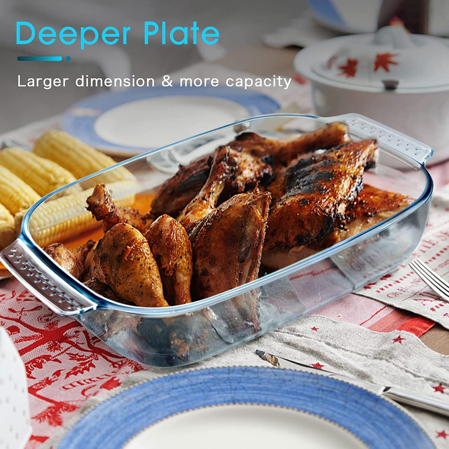 Clear Glass Baking Dish for Oven 2.6 Quart, Glass Baking Dish Rectangular for Cooking Oven Glass Bakeware Clear Glass Baking Dish with Handles Oblong Glass Casserole Dish image number 5