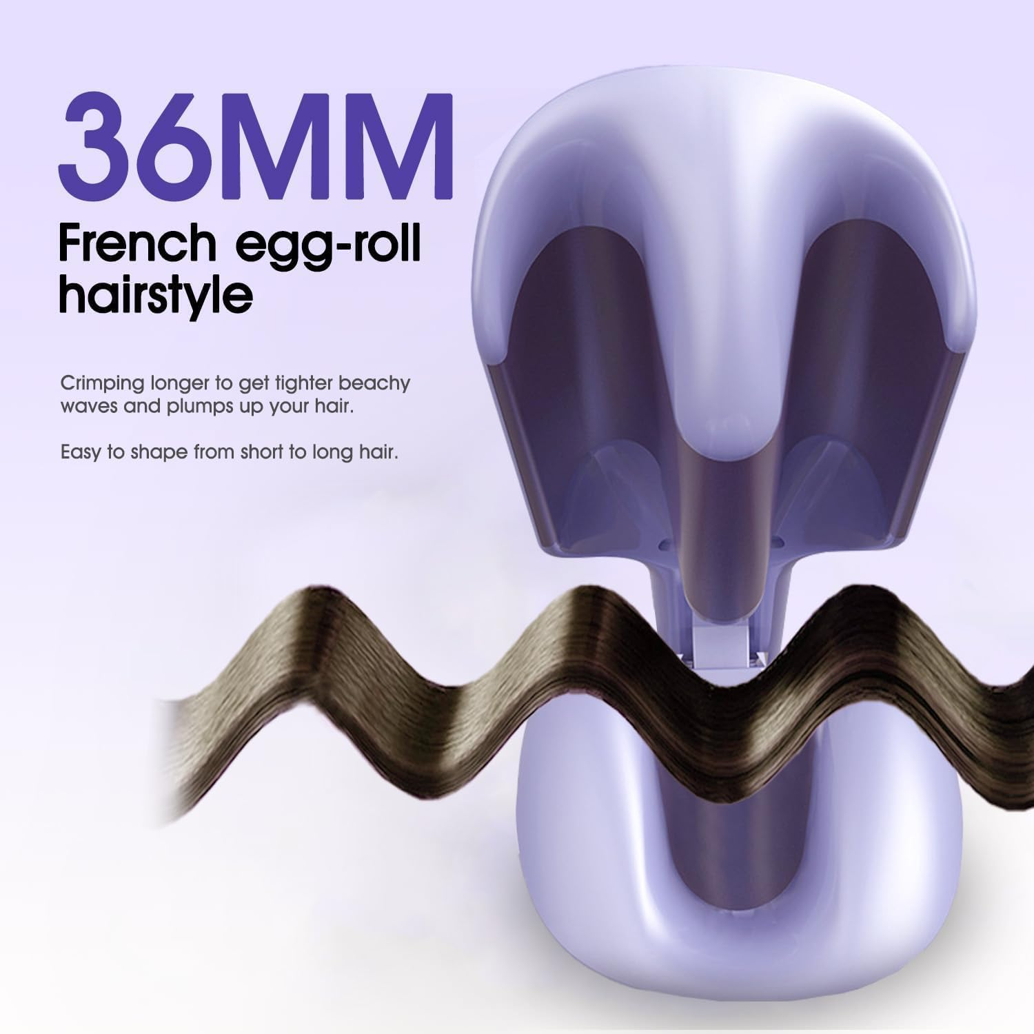 36Mm Curling Iron Hair Crimper Waver - ROVY W Waves Curling Wand, Ionic Deep Waver Hair Curler Tool with Ceramic 3 Barrel for Women, Dual Voltage, Anti-Scald, Easy to Use, 1.42 Inch image number 5