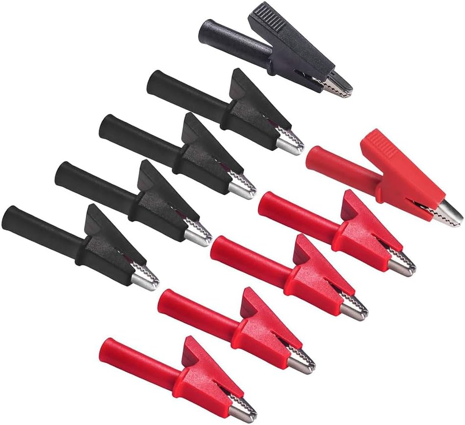 Leanockesa 10Pcs Insulated Alligator Clips with 4Mm Banana Jack, 30A Copper Test Clamps for Electrical Testing, Labs Full Insulated Crocodile Clips Wire Connectors image number 4