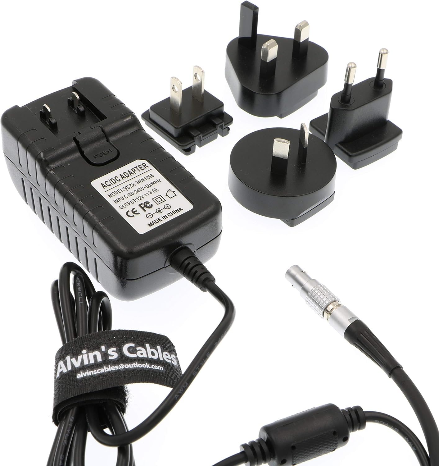 Alvin'S Cables Teradek Power Adapter Converter Cable for Z Cam E2 Flagship S6 F6 F8 2 Pin to Universal AC with US UK EU AU Plugs for Teradek Cube Hollyland Cosmo 600 image number 1