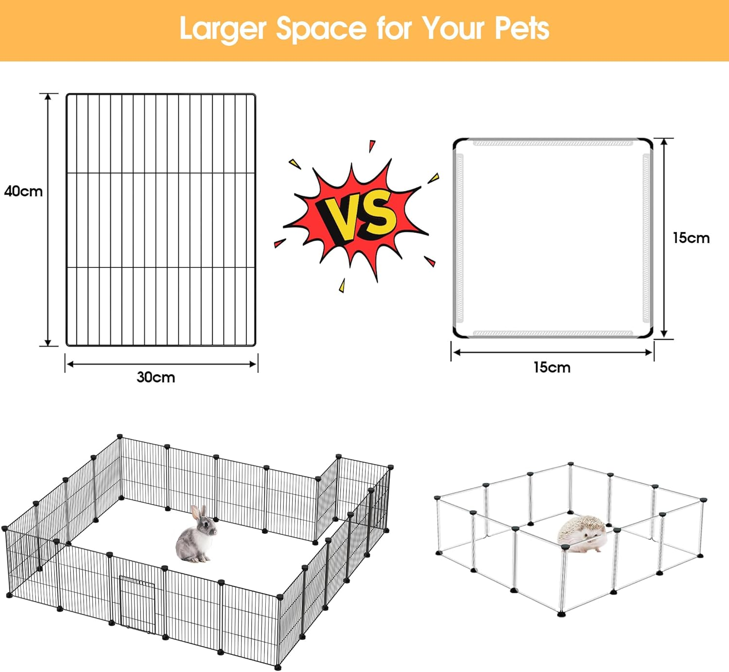 Advwin 20 Panels DIY Pet Playpen, Small Animals Cage Metal Wire Portable Yard Fence with Door for Indoor/Outdoor Use,Puppies,Kitties,Bunny,Turtle image number 4