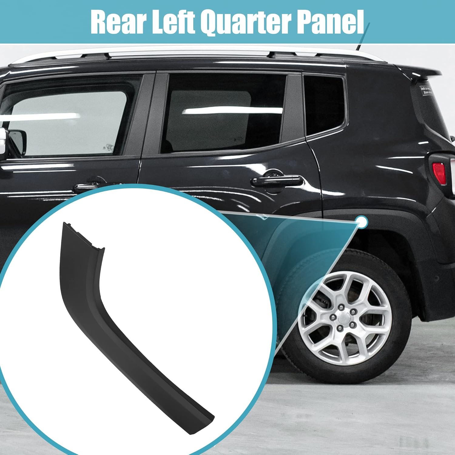 X AUTOHAUX Rear Left Wheel Flare Trim for Jeep Renegade 2015 2016 2017 2018 2019 2020 2021 2022 Rear Left Quarter Panel Mudguard Trim Replace 5XB67LXHAA Polypropylene