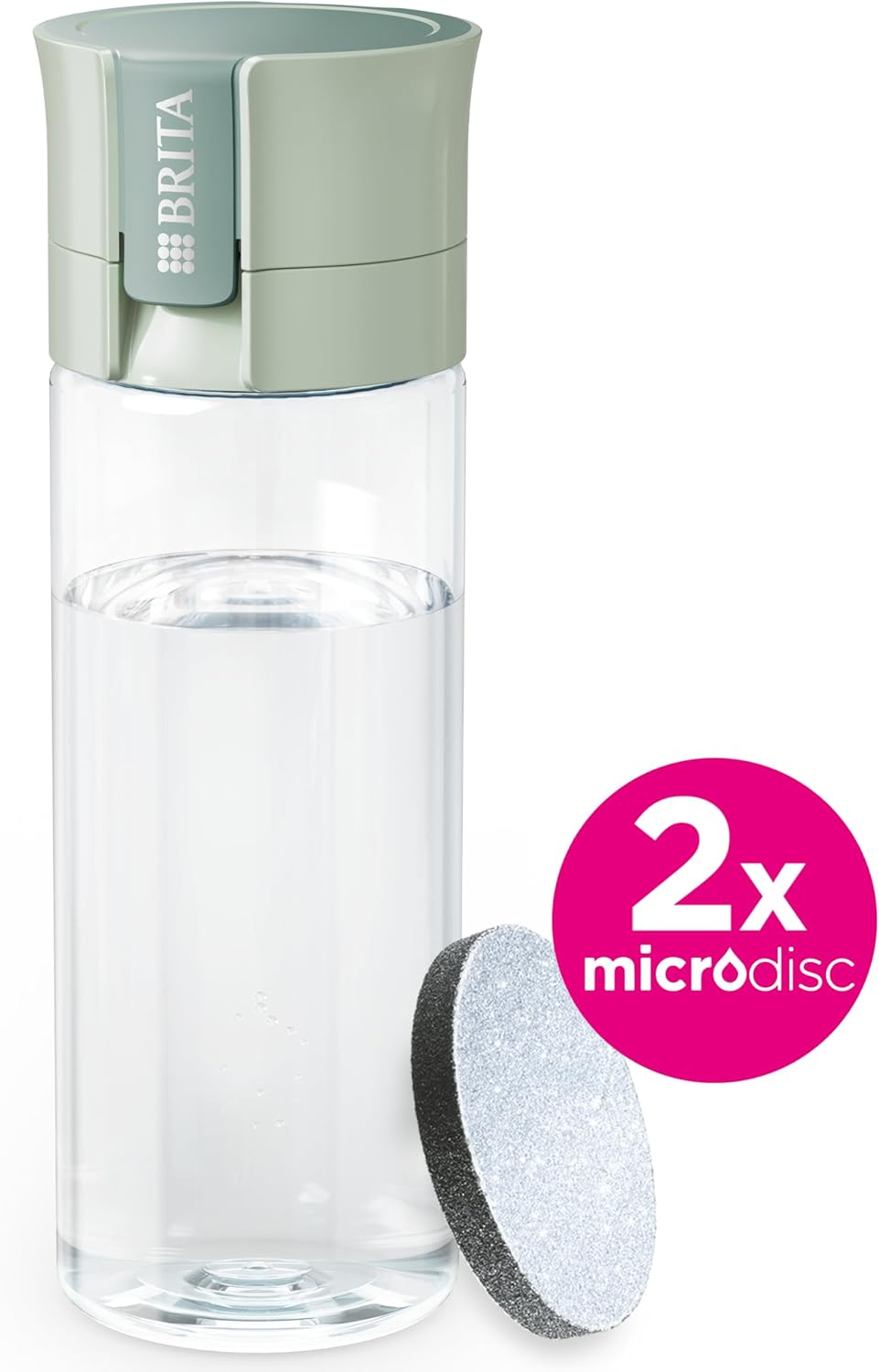 BRITA Water Filter Bottle Light Green (600Ml) Incl. 2X Microdisc Filters - Portable Water Filtration Bottle for Hydration On-The-Go, Filters Chlorine, Organic Impurities, Hormones & Pesticides image number 4