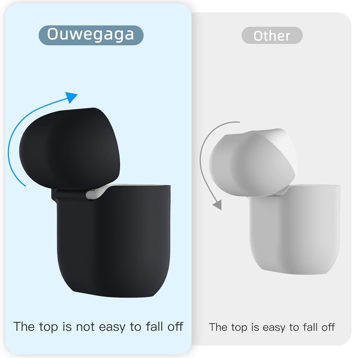 Ouwegaga Compatible with Airpods 4Th Generation Case Cover(2024), Soft Silicone Full Protective Cover for Airpods 4 Case with Keychain, Compatible with Apple Airpods 4 Case for Women Men, Black - Black image number 4