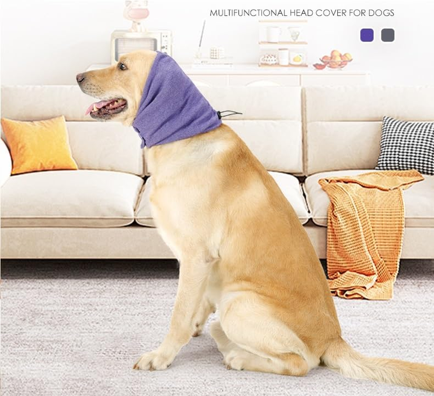 Dog Ear Muffs Noise Protection, Dog Calming Hoodie, No Flap Ear Wraps for Dogs, Soft Dog Noise Cancelling Ear Muffs, Dog Ear Cover for Anxiety Relief (Dark Purple, S) image number 2