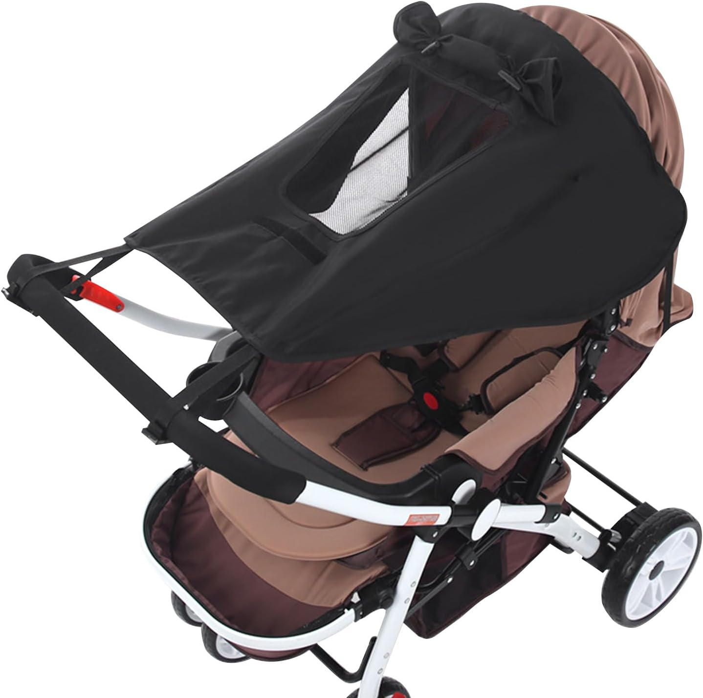 Pram Sun Shade, Universal Buggy Sun Shade Cover, Sunshade Canopy for Pushchair Portable Installation, Baby Stroller Shade Uv Protection with Skylight Design (Black) image number 4