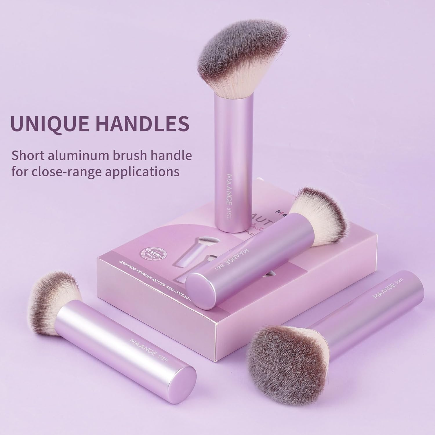 MAANGE 4 Pcs Makeup Brushes Professional Make up Brush Premium Synthetic Foundation Powder Concealers Makeup Brushes Set (Pink) image number 5